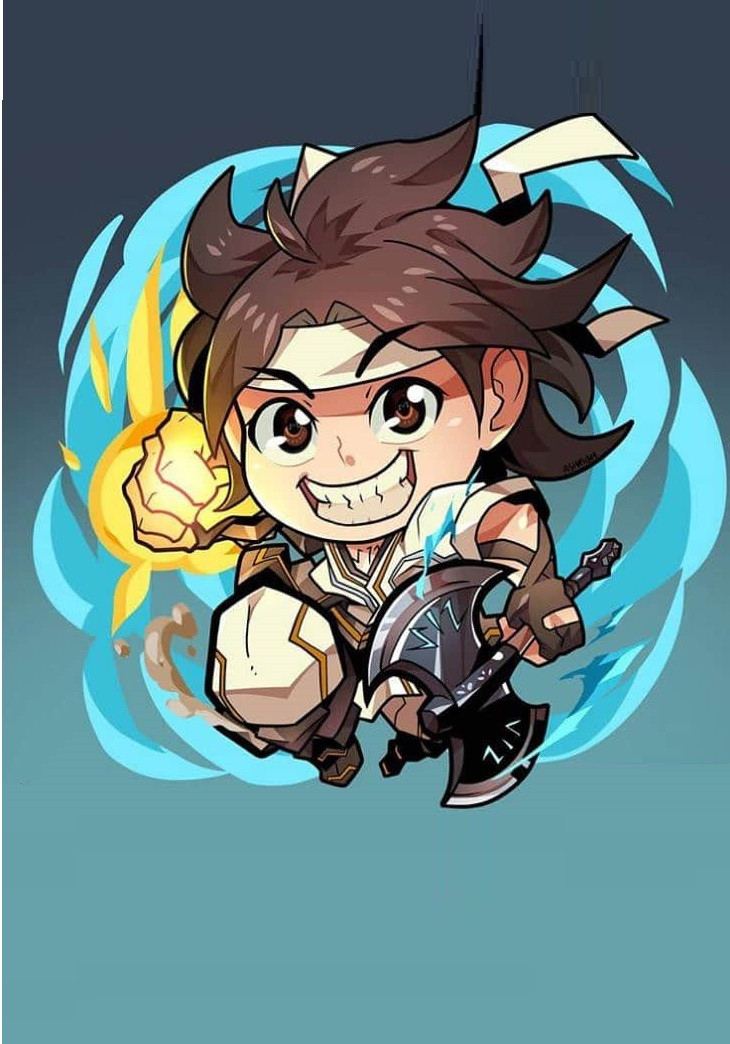 Ảnh Elsu chibi dễ thương, phong cách hoạt hình với nền xanh nhẹ nhàng