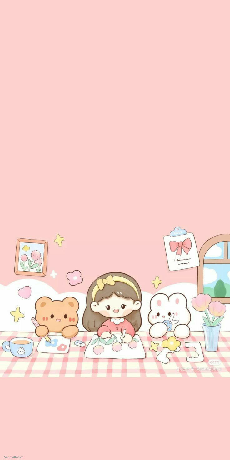 Hình nền điện thoại cute nữ tông hồng pastel
